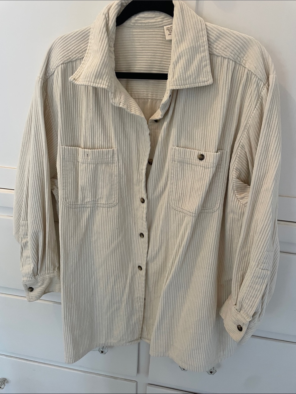L.L Bean vintage Cream Corduroy Button-Up Shirt size Large